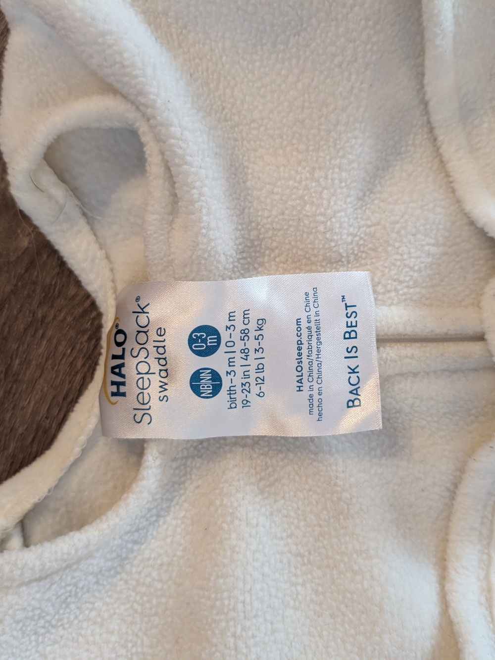 HALO Sleepsack Swaddle - Cream Fleece
